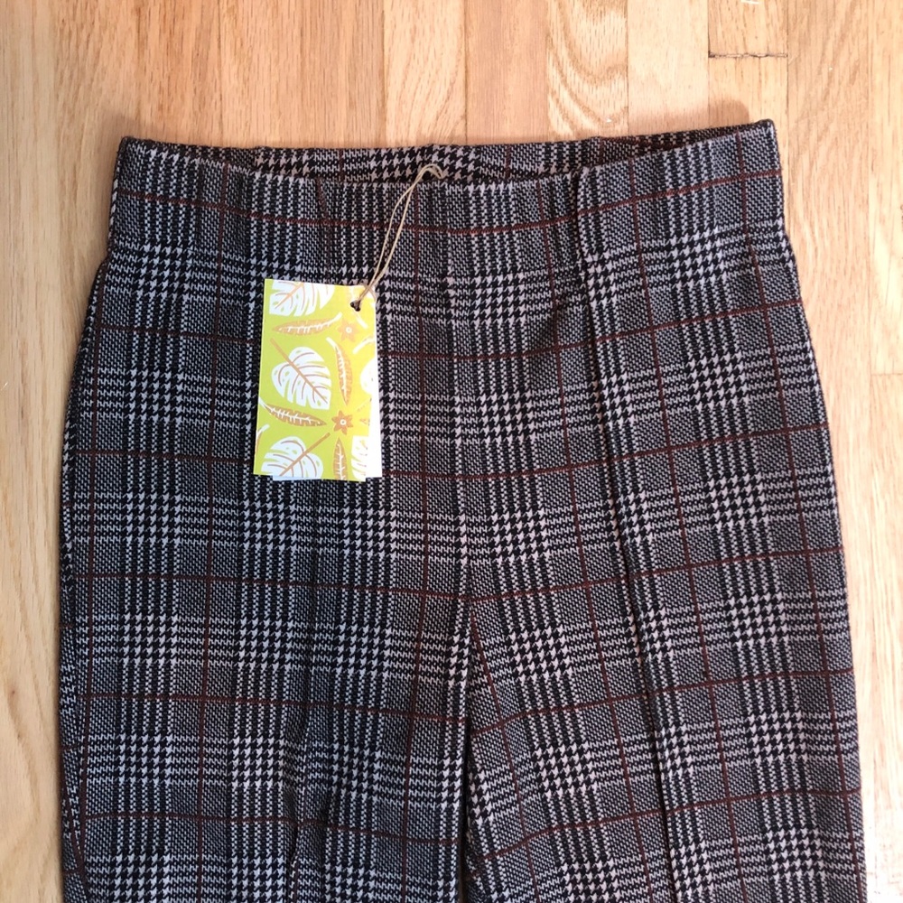 Plaid slim leg high waisted pants small